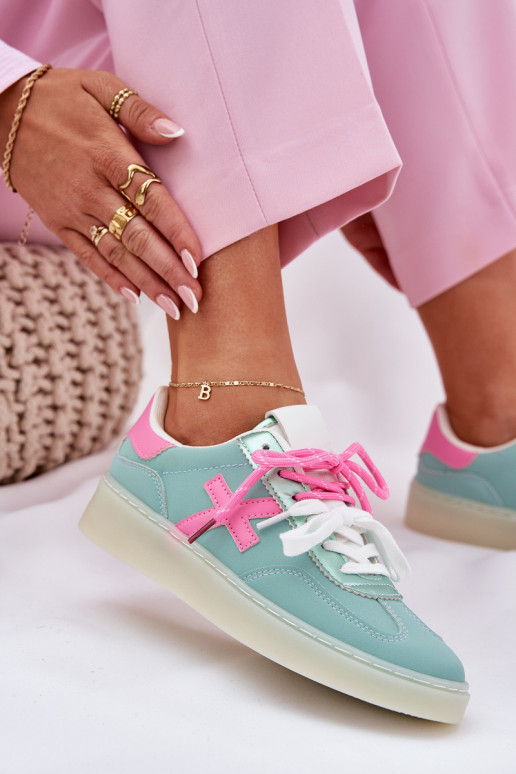 Baixo tênis Feminino com padrões de pele de leopardo hortelã -cor rosa Zelevelis