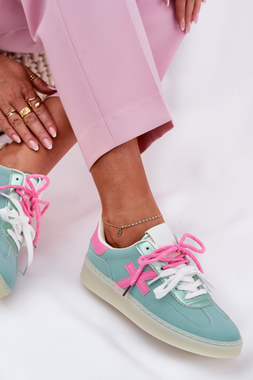 Baixo tênis Feminino com padrões de pele de leopardo hortelã -cor rosa Zelevelis