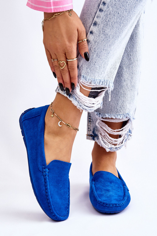 Mocassins de camurça Feminino cor azul Morreno Mocassins de camurça Feminino cor azul Morreno