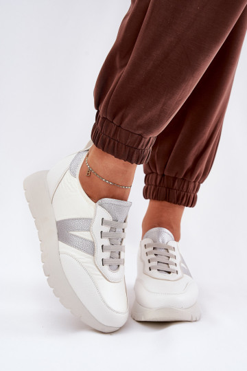 tênis Feminino com uma plataforma Vinceza 58510 cor branca