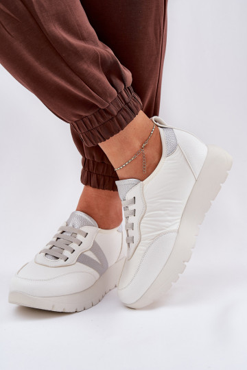 tênis Feminino com uma plataforma Vinceza 58510 cor branca 2