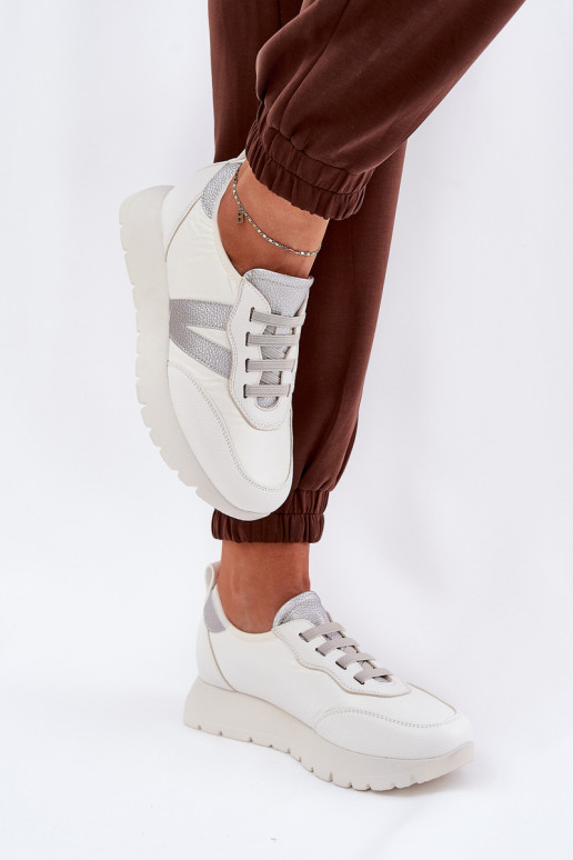 tênis Feminino com uma plataforma Vinceza 58510 cor branca