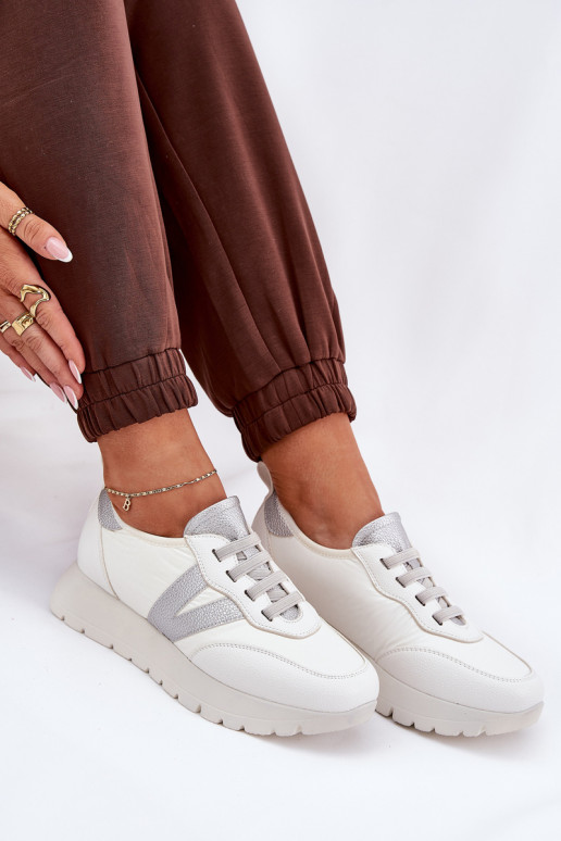 tênis Feminino com uma plataforma Vinceza 58510 cor branca