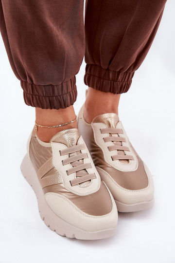 tênis Feminino com uma plataforma Vinceza 58510 cor dourada