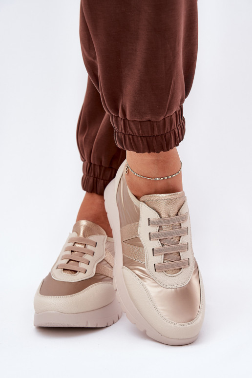 tênis Feminino com uma plataforma Vinceza 58510 cor dourada