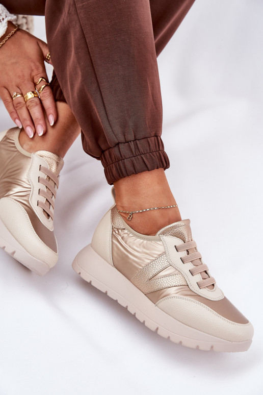 tênis Feminino com uma plataforma Vinceza 58510 cor dourada