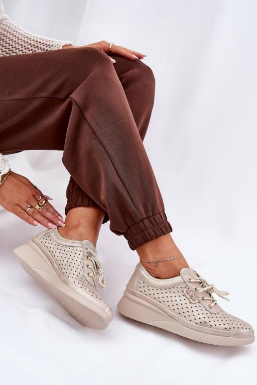 Tênis femininos de couro Estilo esportivo sapato cor dourada Brumia