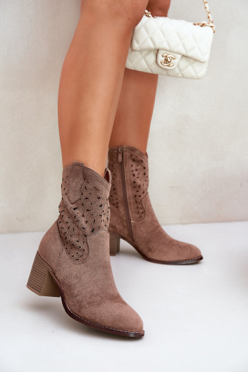 Botas a céu aberto estilo vaqueiro Feminino com salto S.Barski HY51-125 cor marrom 2