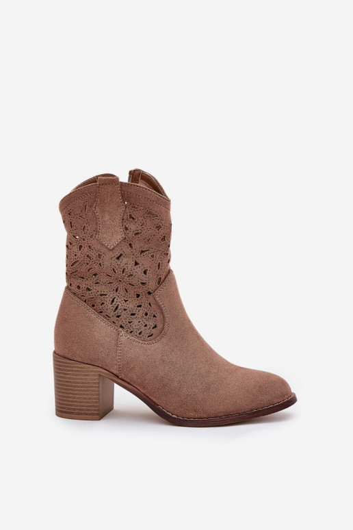 Botas a céu aberto estilo vaqueiro Feminino com salto S.Barski HY51-125 cor marrom