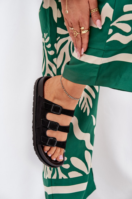 Chinelos femininos com listras I com fivelasmi cor preta Uliri