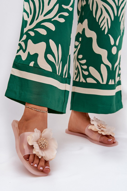 Transparente isósceles Chinelos femininos Ze Sztucznym Uma flor Nude Vobetta