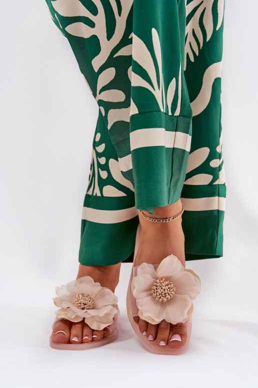 Transparente isósceles Chinelos femininos Ze Sztucznym Uma flor Nude Vobetta