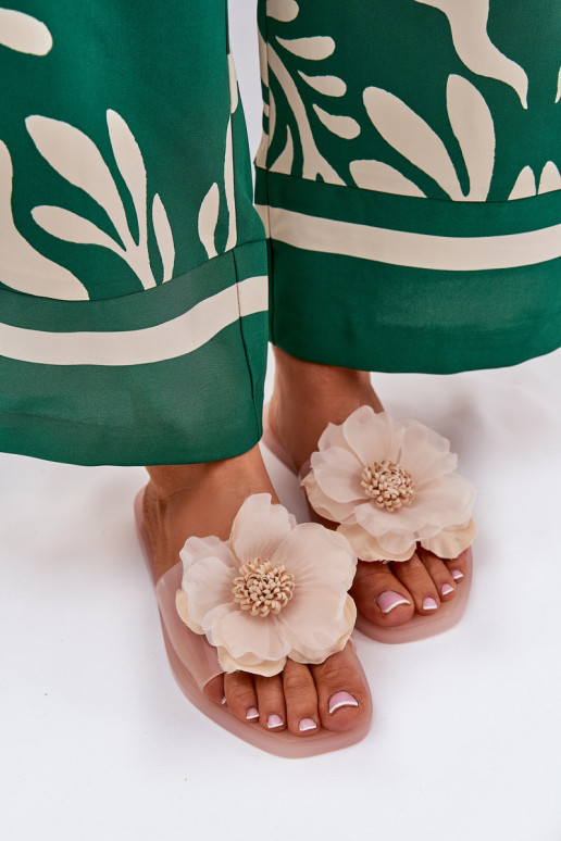 Transparente isósceles Chinelos femininos Ze Sztucznym Uma flor Nude Vobetta