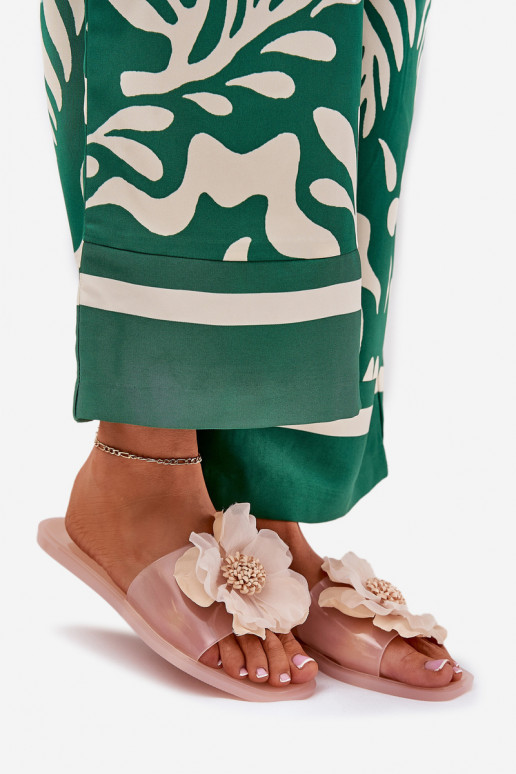 Transparente isósceles Chinelos femininos Ze Sztucznym Uma flor Nude Vobetta