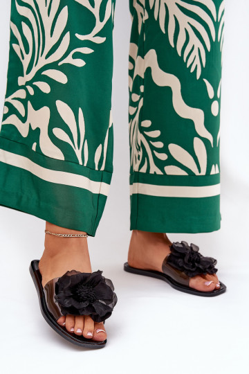 Transparente isósceles Chinelos femininos Ze Sztucznym Uma flor cor preta Vobetta 2