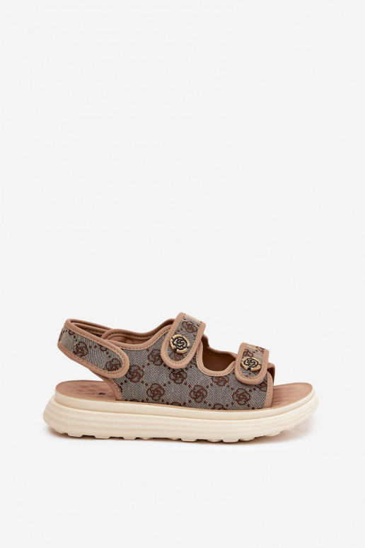 Feminino Estampado  sandálias Ze cor douradami Detalami cor cáqui Pefese Feminino Estampado  sandálias Ze cor douradami Detalami cor cáqui Pefese