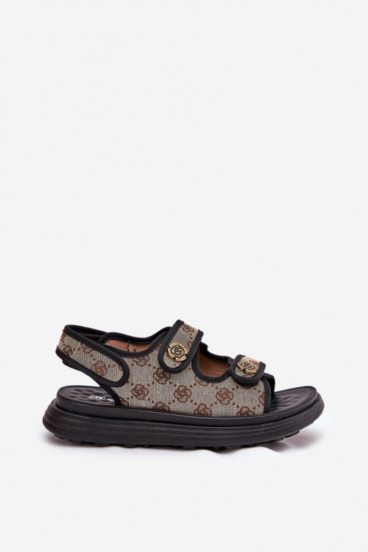 Feminino Estampado  sandálias Ze cor douradami Detalami bege-cor preta Pefese Feminino Estampado  sandálias Ze cor douradami Detalami bege-cor preta Pefese