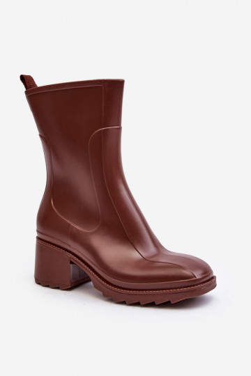 Feminino fosco Botas de borracha Botas com salto cor marrom Bertaida