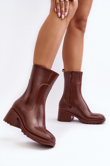 Feminino fosco Botas de borracha Botas com salto cor marrom Bertaida 2