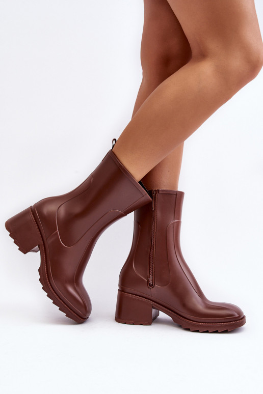 Feminino fosco Botas de borracha Botas com salto cor marrom Bertaida Feminino fosco Botas de borracha Botas com salto cor marrom Bertaida
