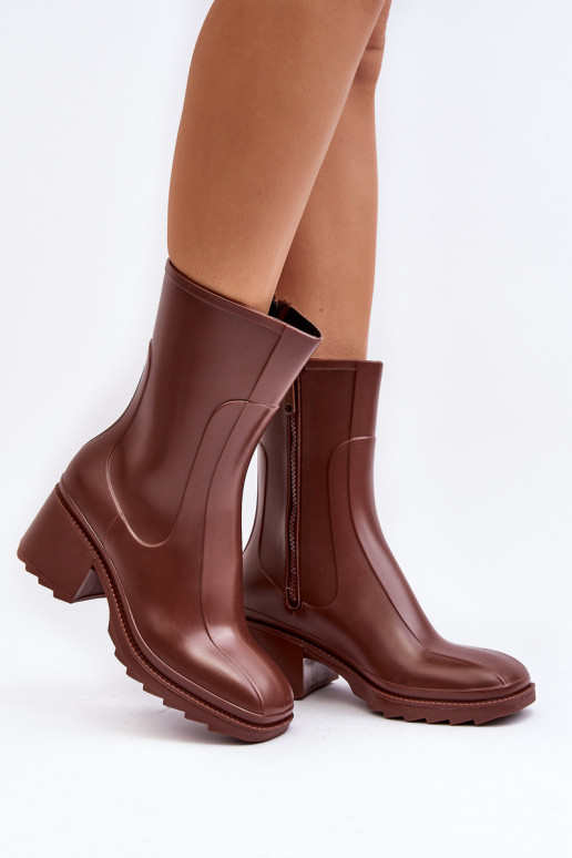 Feminino fosco Botas de borracha Botas com salto cor marrom Bertaida Feminino fosco Botas de borracha Botas com salto cor marrom Bertaida