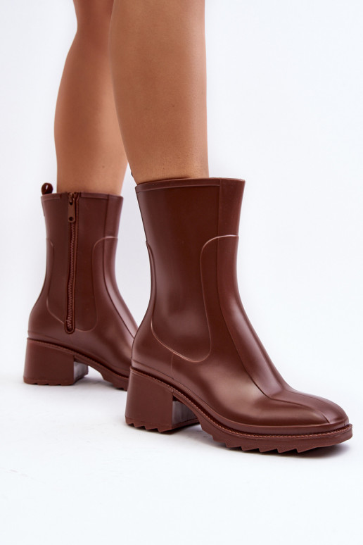 Feminino fosco Botas de borracha Botas com salto cor marrom Bertaida Feminino fosco Botas de borracha Botas com salto cor marrom Bertaida