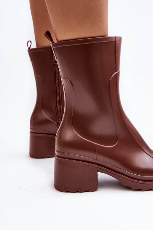 Feminino fosco Botas de borracha Botas com salto cor marrom Bertaida Feminino fosco Botas de borracha Botas com salto cor marrom Bertaida