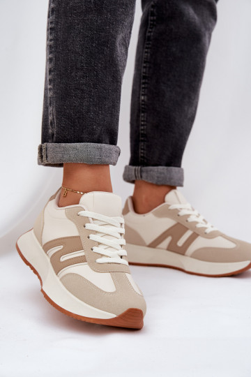 tênis Feminino com uma plataforma bege Emidi