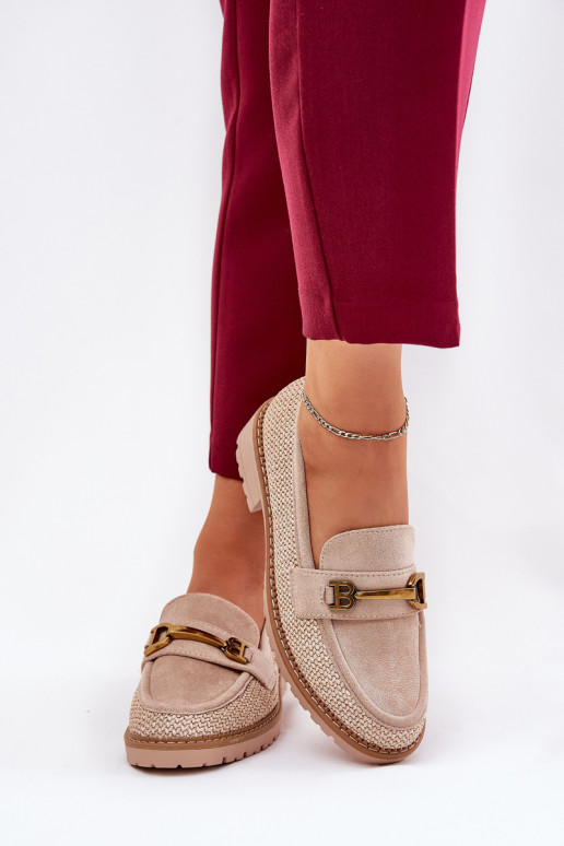 mocassins femininos Com trança I cor douradam Detalem bege Seffolia mocassins femininos Com trança I cor douradam Detalem bege Seffolia