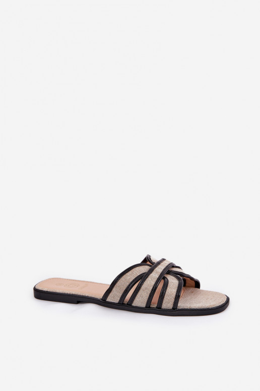 À modalo clássico Chinelos Apartamento feminino bege-cor preta Scazze