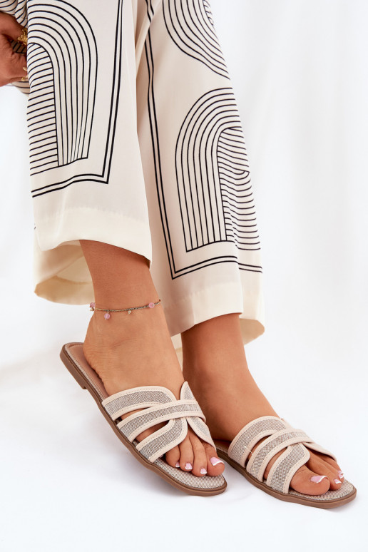 À modalo clássico Chinelos Apartamento feminino bege Scazze