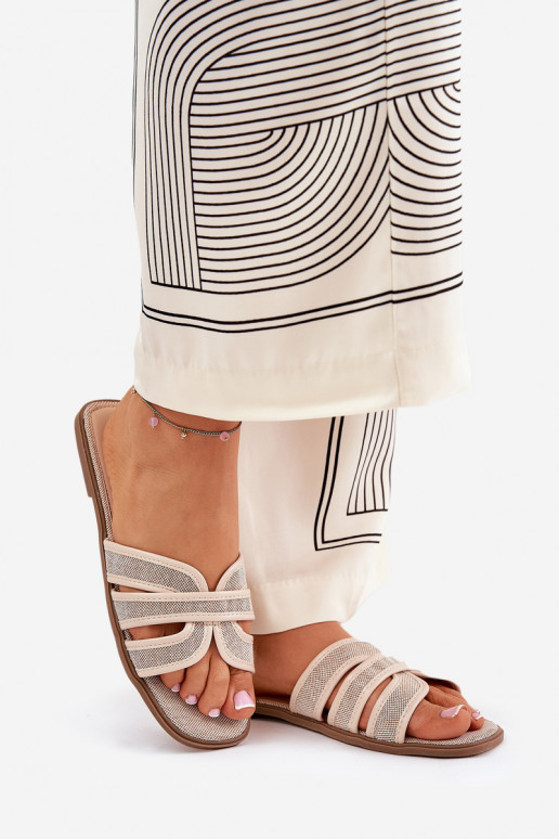 À modalo clássico Chinelos Apartamento feminino bege Scazze