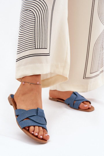 Chinelo Feminino com Tiras Entrelaçadas em Jeans Selaenor 2