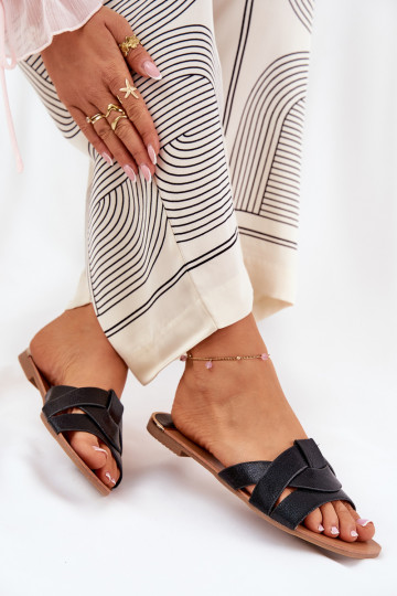 isósceles Chinelos femininos Z Przeplatającymi Się Paskami cor preta Selaenor