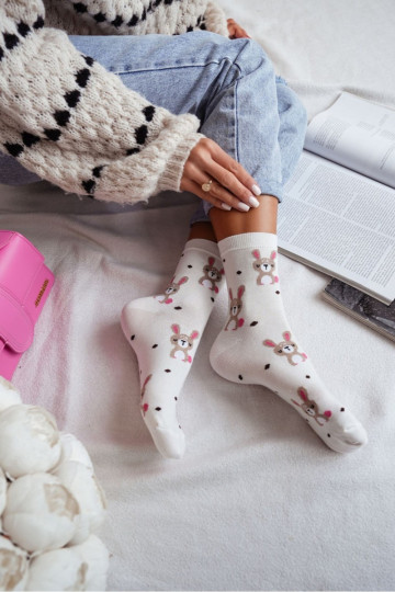 Meias Coelhinhos i Kropki cor de marfim
