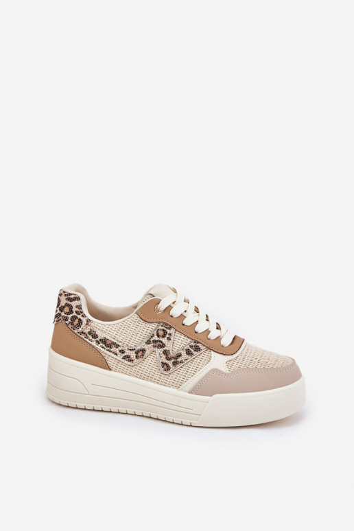 tênis Feminino com uma plataforma com padrões de pele de leopardo cor cáqui Lorori tênis Feminino com uma plataforma com padrões de pele de leopardo cor cáqui Lorori