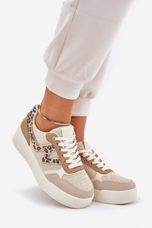 tênis Feminino com uma plataforma com padrões de pele de leopardo cor cáqui Lorori tênis Feminino com uma plataforma com padrões de pele de leopardo cor cáqui Lorori