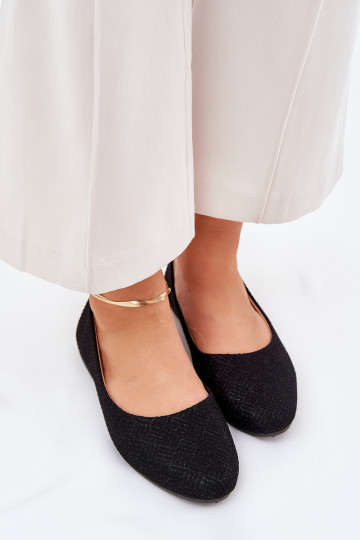 Bailarinas Apartamento feminino com brilho cor preta Tatorelis