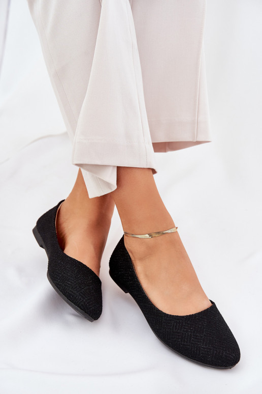 Bailarinas Apartamento feminino com brilho cor preta Tatorelis