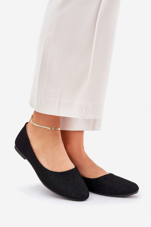 Bailarinas Apartamento feminino com brilho cor preta Tatorelis