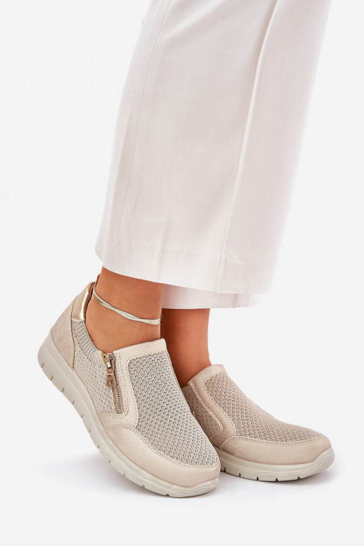 sapato Feminino com uma plataforma com zíperes cor dourada Leanae