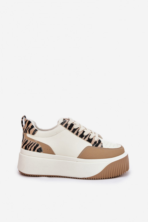 À modalo de tênis Feminino com uma plataforma Zebra bege Tamorniel
