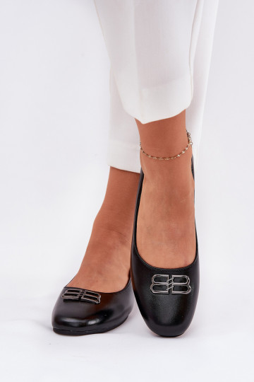 Estilo elegante Bailarinas Feminino com enfeites Vinceza 62206 cor preta 2