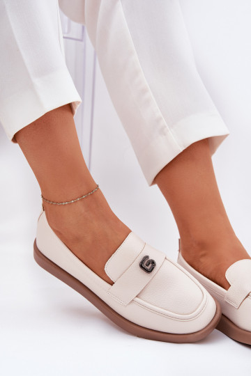 mocassins femininos Estilo elegante Com decorações Pequenom Detalem Vinceza 62208 bege