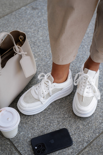 Tênis femininos com estampas brancas Fenarra