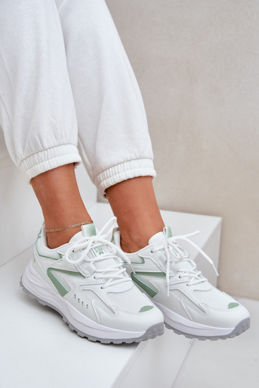 Tênis esportivos modelo feminino Big Star NN274A095 HI-POLY SYSTEM nas cores branca e verde Tênis esportivos modelo feminino Big Star NN274A095 HI-POLY SYSTEM nas cores branca e verde