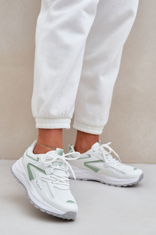 Tênis esportivos modelo feminino Big Star NN274A095 HI-POLY SYSTEM nas cores branca e verde Tênis esportivos modelo feminino Big Star NN274A095 HI-POLY SYSTEM nas cores branca e verde