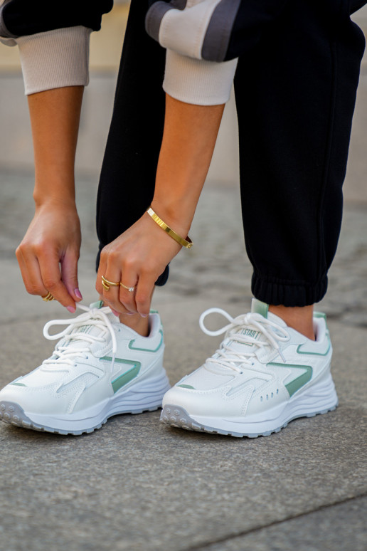 Tênis esportivos modelo feminino Big Star NN274A095 HI-POLY SYSTEM nas cores branca e verde Tênis esportivos modelo feminino Big Star NN274A095 HI-POLY SYSTEM nas cores branca e verde