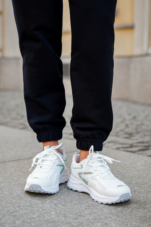 Tênis esportivos modelo feminino Big Star NN274A095 HI-POLY SYSTEM nas cores branca e verde Tênis esportivos modelo feminino Big Star NN274A095 HI-POLY SYSTEM nas cores branca e verde