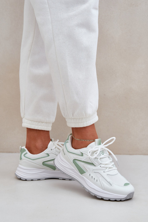 Tênis esportivos modelo feminino Big Star NN274A095 HI-POLY SYSTEM nas cores branca e verde Tênis esportivos modelo feminino Big Star NN274A095 HI-POLY SYSTEM nas cores branca e verde